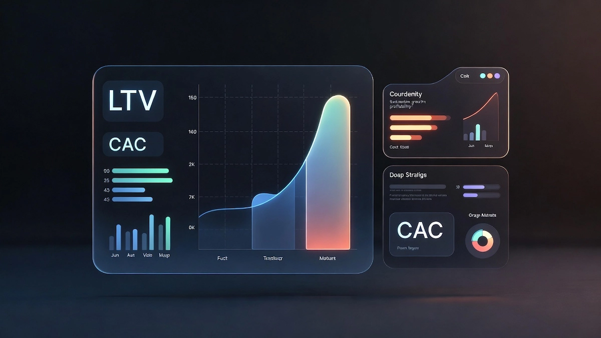 Gráfico comparativo de LTV y CAC en growth marketing